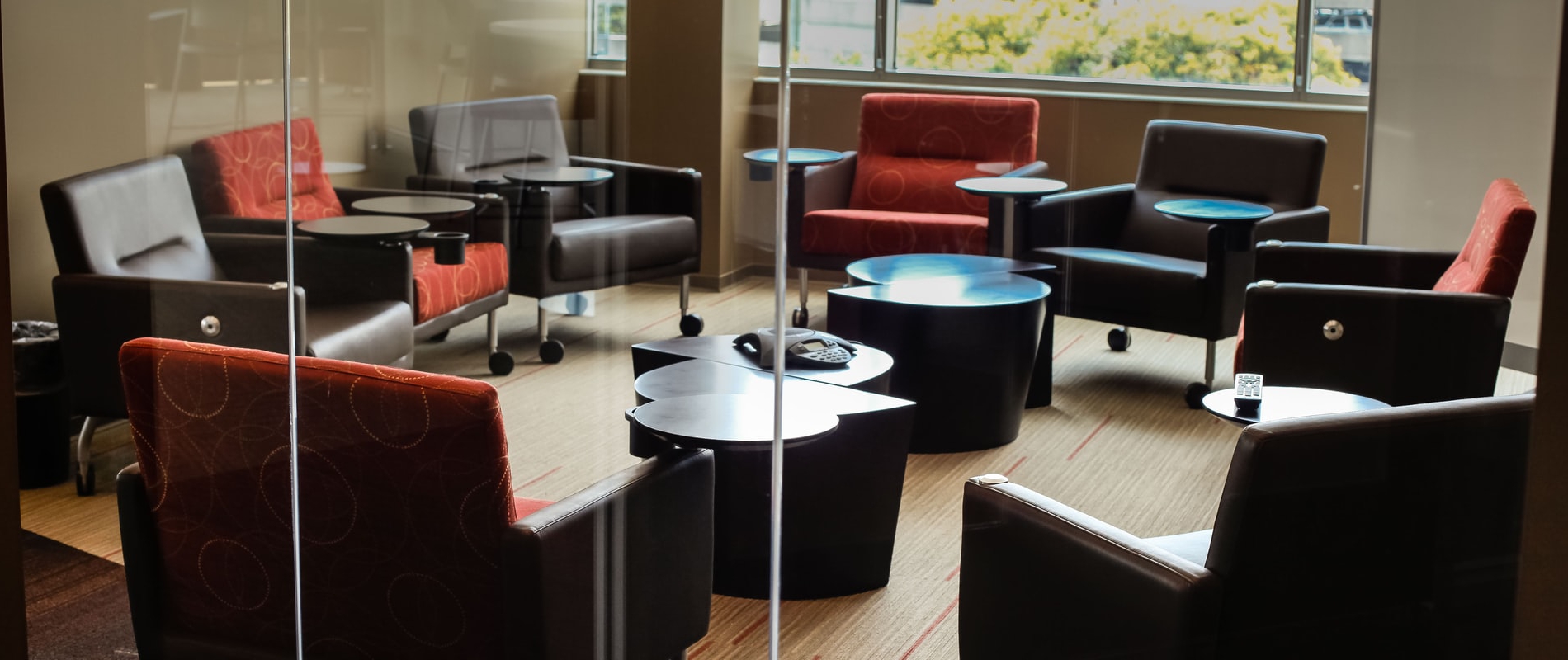 Office Chairs Circled around in a Room